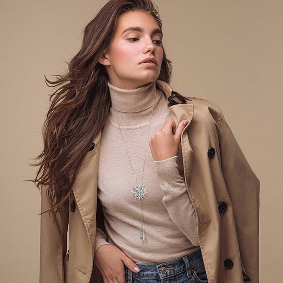 Chic 6PCS Long Pendant Necklace Set - Adjustable Silver & Rhinestone Jewelry - Picture 2 of 6